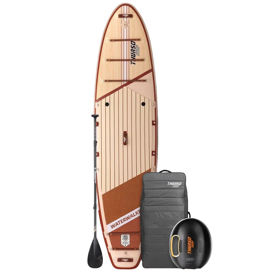 Crimson Paddleboard with accessories on a white background